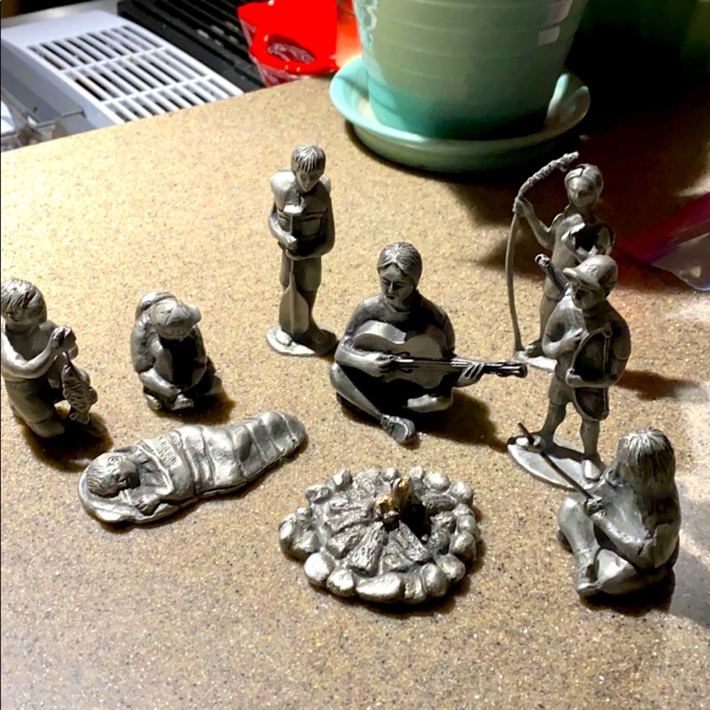 Pewter campfire figures